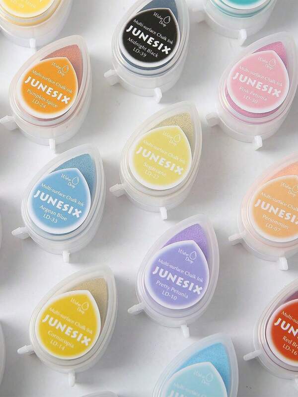 1 pezzo/DIY Timbro a inchiostro colorato a forma di goccia d'acqua, tampone di gomma per stampa artistica, diario, torna a scuola