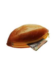 Monedero Aguacate elote bolillo pastelito Mexicano paleta payaso chocolate fresa Silicona con Cierre Bread Coin Purse Cartera - Marrón - Ver 3