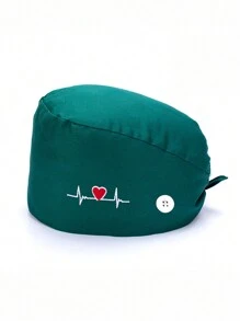 1 pieza Gorro de trabajo de médico de moda con estampado, gorro casual para sala de operaciones para enfermera, gorra quirúrgica a prueba de polvo con bordado y botón, Día de San Valentín - Multicolor - Ver 6