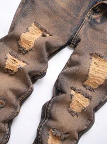 Tween Boy Fashionable Distressed Long Jeans - Bronze - View 3