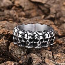 1 bucată retro inel din oțel inoxidabil argintiu hip hop punk cranii bandă inel pentru bărbați femei motociclist îmbrăcăminte zilnică de petrecere
