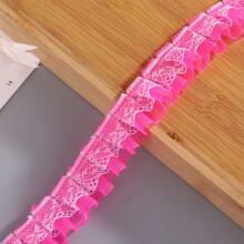 5m Colored Double Layer Pleated Lace Chiffon Lace Trim, 2.5cm Wide Clothing Accessory For DIY, Curtains, Skirts, Etc.