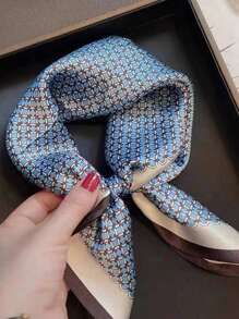 26.7 英寸圆环印花方形印花缎面围巾头巾花卉印花方形围巾柔软透气围巾头巾女士女式头巾、发带、头带非常适合装扮您的外观