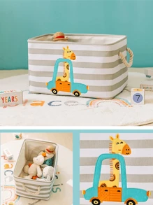 1pc Cartoon Fabric Storage Bin Linen Laundry Basket Household Foldable Portable Organizer Box Halloween Decor, Room Decor, Christmas Decorations, Halloween, Halloween Decorations, Christmas, Halloween Decor, Christmas Decor, Fall Decor, Christmas Decor, Storage, Organizer - Multicolor - View 7