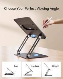 Laptop Stand Adjustable Aluminum Laptop Stand For Desk Ergonomic Computer Riser Rugged Laptop Riser For Laptop Up To 10-17 Inches Tablet Black - 黑色 - 查看 5