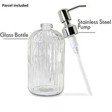 1/2 个 18 盎司玻璃皂液器，带泵头，可重复灌装，竖条纹设计，优质浴室皂液器，适用于厨房和浴室，厨房用品，厨房配件，厨房工具 - 均碼 - 查看 6