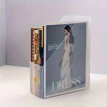 1入組桌面存儲文件架，簡約可折疊辦公室書架 - 透明 - 查看 2