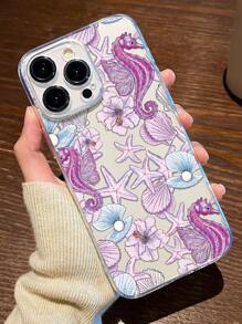 1 szt. Przezroczysty TPU Konik morski i wzór rozgwiazdy Ochronny na całą obudowę telefon z funkcjami zabezpieczającymi przed upadkiem i odciskami palców, kompatybilny z iPhonem