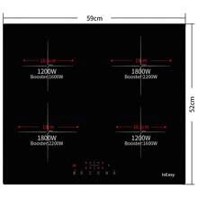 IsEasy Induction Hob, 4 Zones Built-In, Level Touch Timer, 60cm, 6800W, Black