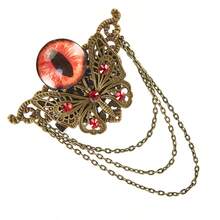 Phụ kiện đội đầu phong cách Gothic u tối, kẹp tóc và ghim cài áo 2 trong 1 hình bướm đính pha lê mắt quỷ. - A - Xem 5