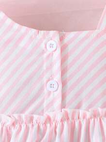 Baby Girls' Pink Striped Sleeveless Dress With Bowknot