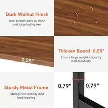 LITTLE TREE Kitchen Island With 5 Storage Shelves, 43 Inch Kitchen Shelf Coffee Bar Table With Large Worktop, Dark Walnut(Stools Not Included) - 深胡桃木和黑色 - 查看 7