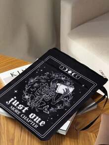 1pc Death By TBR Book Sleeve To Be Read Book Cover Book Reader Gift Bookish Gift Book Club Gift Gothic Romance Pouch Bookworm Librarian Gift For Travel Storage Bag,Makeup Bag,Cosmetic Bag,Vacation Organizer,Large Capacity Makeup Organizer Makeup Case, For Lipstick, Brush, Skincare, Mobile Phone, Coin, Small Items, For Home,Gift,Vacation And Festival Halloween Christmas Multifunctional Use - Multicolor - View 6