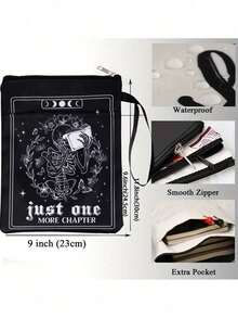 1pc Death By TBR Book Sleeve To Be Read Book Cover Book Reader Gift Bookish Gift Book Club Gift Gothic Romance Pouch Bookworm Librarian Gift For Travel Storage Bag,Makeup Bag,Cosmetic Bag,Vacation Organizer,Large Capacity Makeup Organizer Makeup Case, For Lipstick, Brush, Skincare, Mobile Phone, Coin, Small Items, For Home,Gift,Vacation And Festival Halloween Christmas Multifunctional Use - Multicolor - View 7