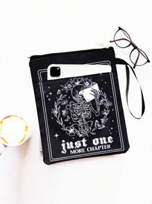 1pc Death By TBR Book Sleeve To Be Read Book Cover Book Reader Gift Bookish Gift Book Club Gift Gothic Romance Pouch Bookworm Librarian Gift For Travel Storage Bag,Makeup Bag,Cosmetic Bag,Vacation Organizer,Large Capacity Makeup Organizer Makeup Case, For Lipstick, Brush, Skincare, Mobile Phone, Coin, Small Items, For Home,Gift,Vacation And Festival Halloween Christmas Multifunctional Use - Multicolor - View 1