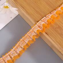 5m Colored Double Layer Pleated Lace Chiffon Lace Trim, 2.5cm Wide Clothing Accessory For DIY, Curtains, Skirts, Etc.