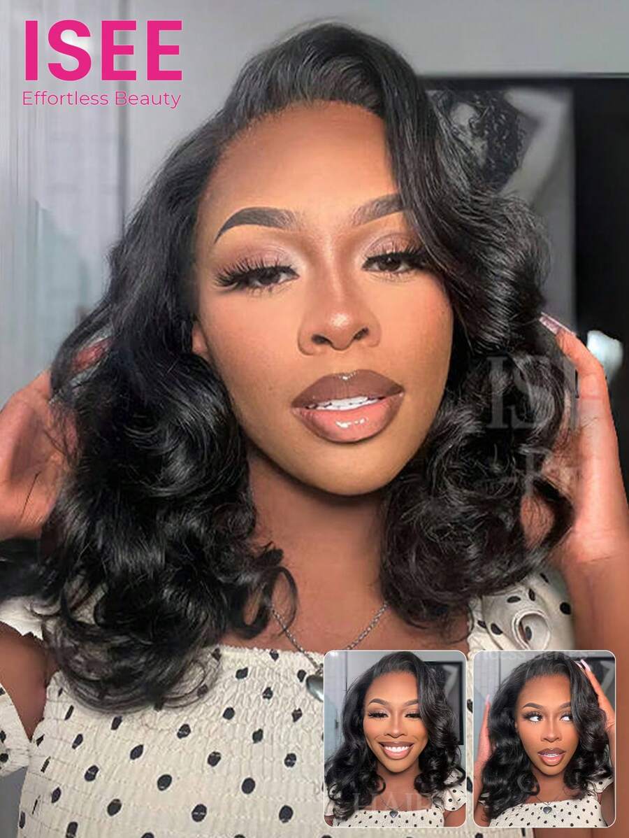 ISEE 6*4 Wear Go Bob Wig Ocean Wave Glueless Pre Cut HD Lace Wig