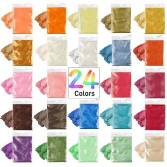 Glimmerpulver für Epoxidharz - 24 Farben schimmerndes Pigmentpulver - einfach zu mischen & natürlich für Seifenherstellung, Kerzengießen, Schleim, Farbe, Kunstfärbung - 5g/Farbe