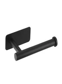 1 pieza Toallero de acero inoxidable negro montado en la pared con ganchos para ropa, sombreros, cocina y baño, estantería adhesiva para papel higiénico, decoración de baño de verano