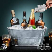 4PCS 4 Gallon Galvanized Tub With Carry Beer Drink Storage Cooler Metal Beverage Ice Tub Galvanized Ice Buckets For Party