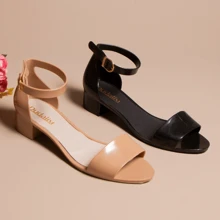 Sandália Feminina Salto Grosso Conforto Macia Ajustável Carnaval - Bege - Visão 4