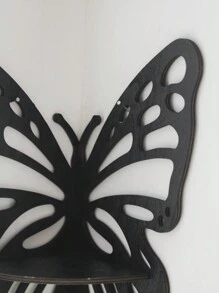 1 pieza Estantería de esquina con forma de mariposa, estantería de almacenamiento de madera, decoración de pared de madera, estantería flotante, organizador de esquina montado en la pared, estantería para plantas, decoración de madera, estantería de esquina, estantería para exhibición de cristal, estantería de pared estilo bohemio, adecuada para dormitorio, baño, cocina, oficina, sala de estar, dormitorio, regalo, decoración del hogar, decoración de habitación, decoración de pared, regalo de cumpleaños, regalo de graduación - Negro - Ver 7