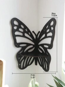 1 pieza Estantería de esquina con forma de mariposa, estantería de almacenamiento de madera, decoración de pared de madera, estantería flotante, organizador de esquina montado en la pared, estantería para plantas, decoración de madera, estantería de esquina, estantería para exhibición de cristal, estantería de pared estilo bohemio, adecuada para dormitorio, baño, cocina, oficina, sala de estar, dormitorio, regalo, decoración del hogar, decoración de habitación, decoración de pared, regalo de cumpleaños, regalo de graduación - Negro - Ver 5