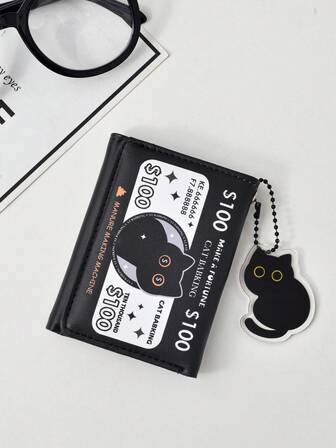 HAPPY Fortune Cat Wallet For Student ID Campus Card Bank Card Driver's License And ID Cards (Korean Version) For Women Wallet Purse Wallet Small Wallet Cute Wallet
