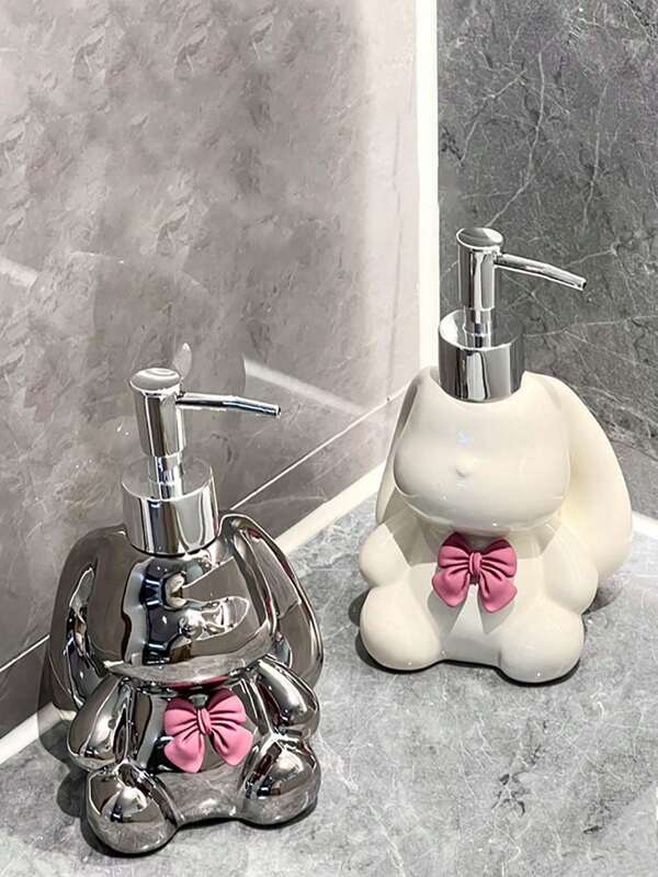 1pc Nordic Style Ceramic Bunny Shaped Dispenser Bottle, High-Quality Bathroom Storage Bottle For Shampoo, Shower Gel, Home Decor, Festival Gift, Birthday Present, Party Supplies, Suitable For Both Men And Women Home Bathroom Decor Fall Decor Back To School