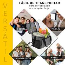 Lonchera Termica De Gran Capacidad Con Correas 15l Mochila - Gris - Ver 6