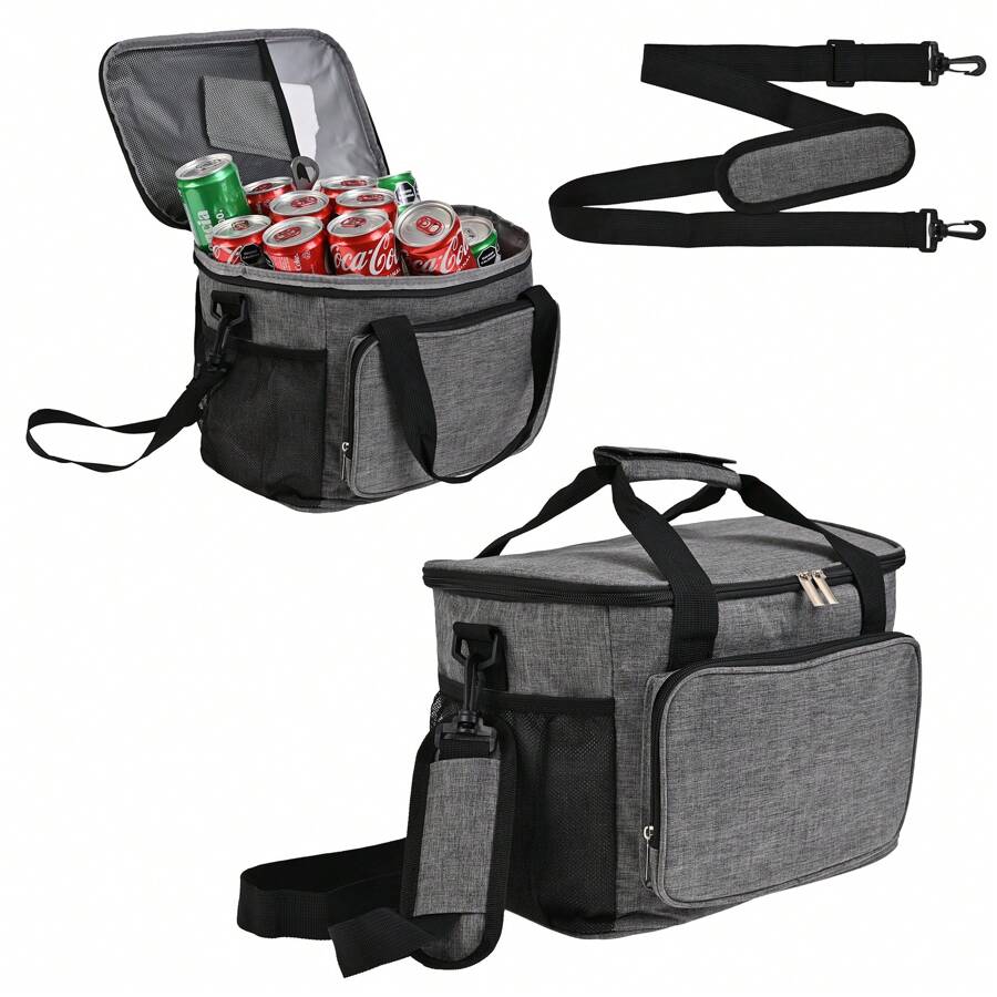 Lonchera Termica De Gran Capacidad Con Correas 15l Mochila - Gris - Ver 1