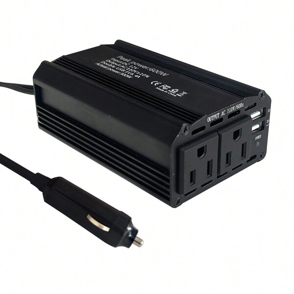 600W Peak /300W Rated/ Car Power Inverter With 2 USB Ports - DC 12V To 110V AC Converter For Car SUV And Truck