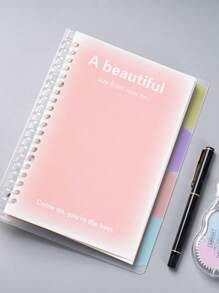 1 件简约梦幻塑料活页夹，带可更换插页，横线笔记本，适合学生、商务和办公室使用，可用作学校用品，返校