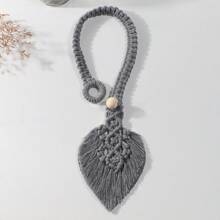 2 pezzi Cinghie per tende stile boho con nappine, senza fibbia, forma a foglia con decorazioni in legno e corda, decorazione tende, ottimi regali