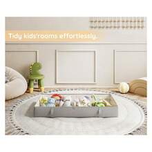 Contenedores de almacenamiento debajo de la cama, cajas de almacenamiento debajo de la cama, caja de almacenamiento de ropa de 6 pulgadas de altura con asas y paredes laterales resistentes, plegable, gris, Paquete de 2 pantalones cortos y jeans de vestir - Multicolor - Ver 5