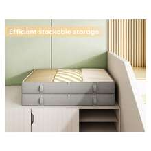 Contenedores de almacenamiento debajo de la cama, cajas de almacenamiento debajo de la cama, caja de almacenamiento de ropa de 6 pulgadas de altura con asas y paredes laterales resistentes, plegable, gris, Paquete de 2 pantalones cortos y jeans de vestir - Multicolor - Ver 6