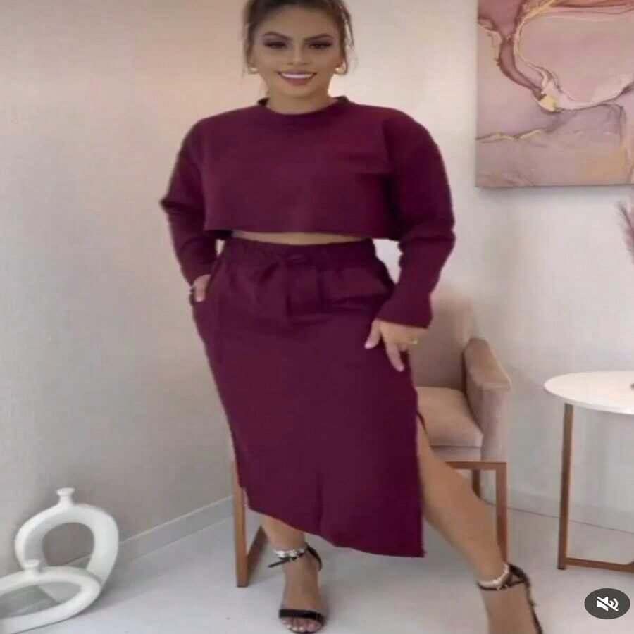 Women Two-Piece Outfits - 酒紅色 - 查看 1