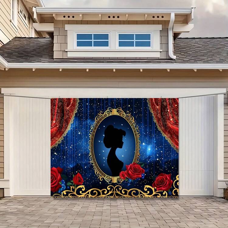 1 pieza Fondo de panadería de cumpleaños de princesa con pancarta de cumpleaños, fondo de fotografía de glamour con tema de princesa, accesorios decorativos de fiesta de pancarta de fiesta de cumpleaños de suministros decorativos de 51 * 59 pulgadas / 70.8 * 90.5 pulgadas - Multicolor - Añade 6