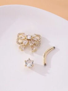 1pc Zirconia Bow Navel Piercing - a belly button ring - View 9