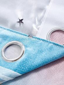 Star Stripe Double-Layer Curtain For Bedroom - Multicolor - View 8