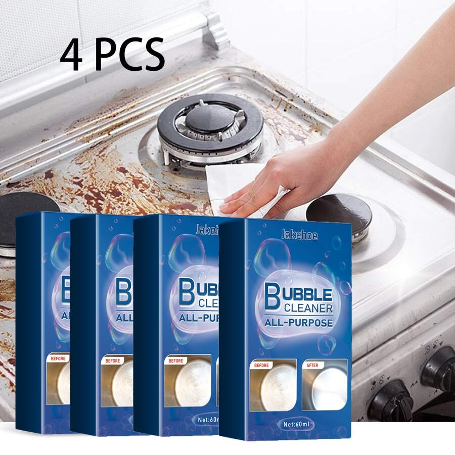 4pcs Jakehoe Multi-Purpose Household Foam Cleaner Set Kitchen Stove Tile Heavy Oil Dirt Grease Cleaning - 藍色 - 查看 1