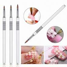 Metal Nail Art Brushes Silver 2, 4, 6 For 3D Carving Crystal Nail Design, Gel Nail Painting Tool
