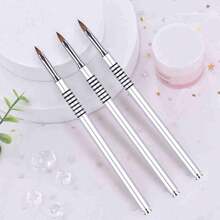 Metal Nail Art Brushes Silver 2, 4, 6 For 3D Carving Crystal Nail Design, Gel Nail Painting Tool