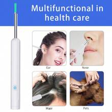 NATFIRE Smart Visual Ear Cleaner With Mini Camera 6 LED Lights Earwax Removal USB C Charging Ear Cleaning Tool With 8 Pcs Ear Set Soft Silicone Ear Spoon Ear Tips Replacement Otoscope Can Take Photo And Video Compatible With IOS & Android Phones White Black Family Travel Gift For Boy/Girl Friend Family Mother's Day Father's Day Valentine's Day