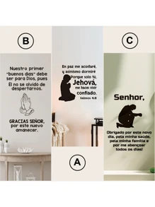 1 peça Adesivo de Parede em Espanhol Bíblia Salmo 4:8 Cristão Jesus Oração Decalque Decoração de Casa Para Sala de Estar Quarto