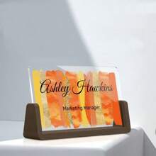 1 pieza Placa de nombre personalizada para escritorio de oficina - Placa de nombre elegante para escritorios de diseño único con base de madera de nogal/boj, regalos ideales para mujeres ejecutivas - Estilo-F - Ver 4