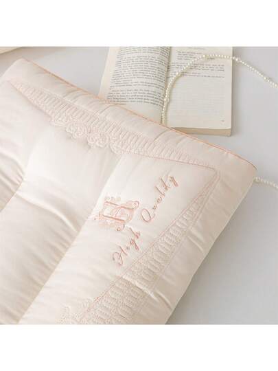 1pc Exquisite European Geborduurde Zijden Like Fabric Section Kussen Neck Back Support, Medium Height Core Home Bedding, Moisture Absorbing Breathable Pillow, Living Room Bedroom view 10