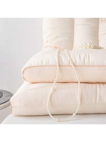 1pc Exquisite European Geborduurde Zijden Like Fabric Section Kussen Neck Back Support, Medium Height Core Home Bedding, Moisture Absorbing Breathable Pillow, Living Room Bedroom view 9