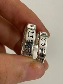 2Pcs/Set Couple Ring Cute Kitten Open Adjustable Ring Sweet Decoration Teen Couple Cute Jewelry
