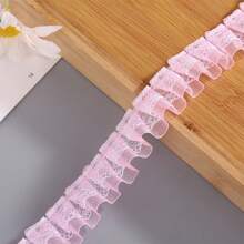 5m Colored Double Layer Pleated Lace Chiffon Lace Trim, 2.5cm Wide Clothing Accessory For DIY, Curtains, Skirts, Etc.